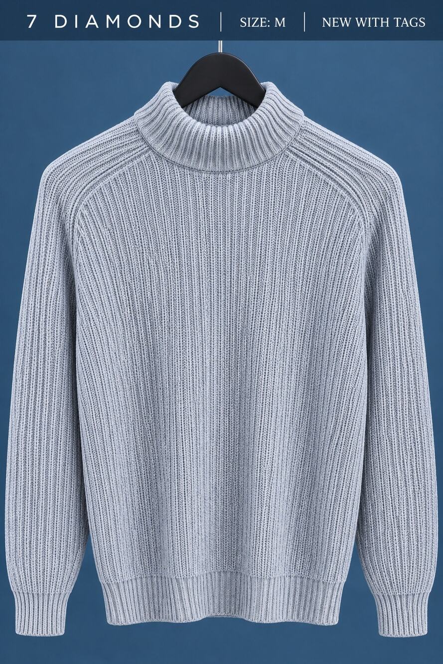 7 Diamonds Twin City Mock Neck Rib Knit Sweater Gray NWT Men’s Small $125
